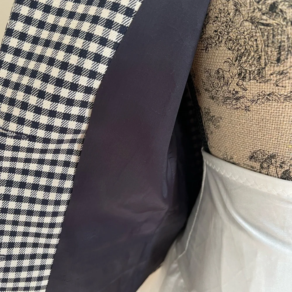 Vintage 1980-90s Navy Houndstooth Christian Dior Blazer